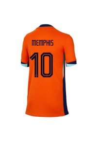 Nederland Memphis Depay #10 Fotballdrakt Hjemme Klær Dame EM 2024 Korte ermer